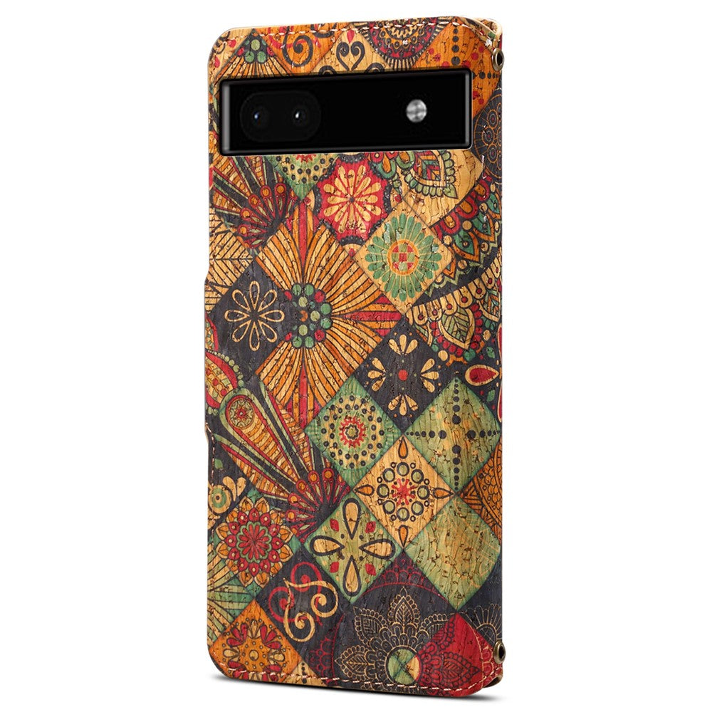 Pixel 6a Lederhülle – Mit Blumenmuster, Brieftasche & Ständer