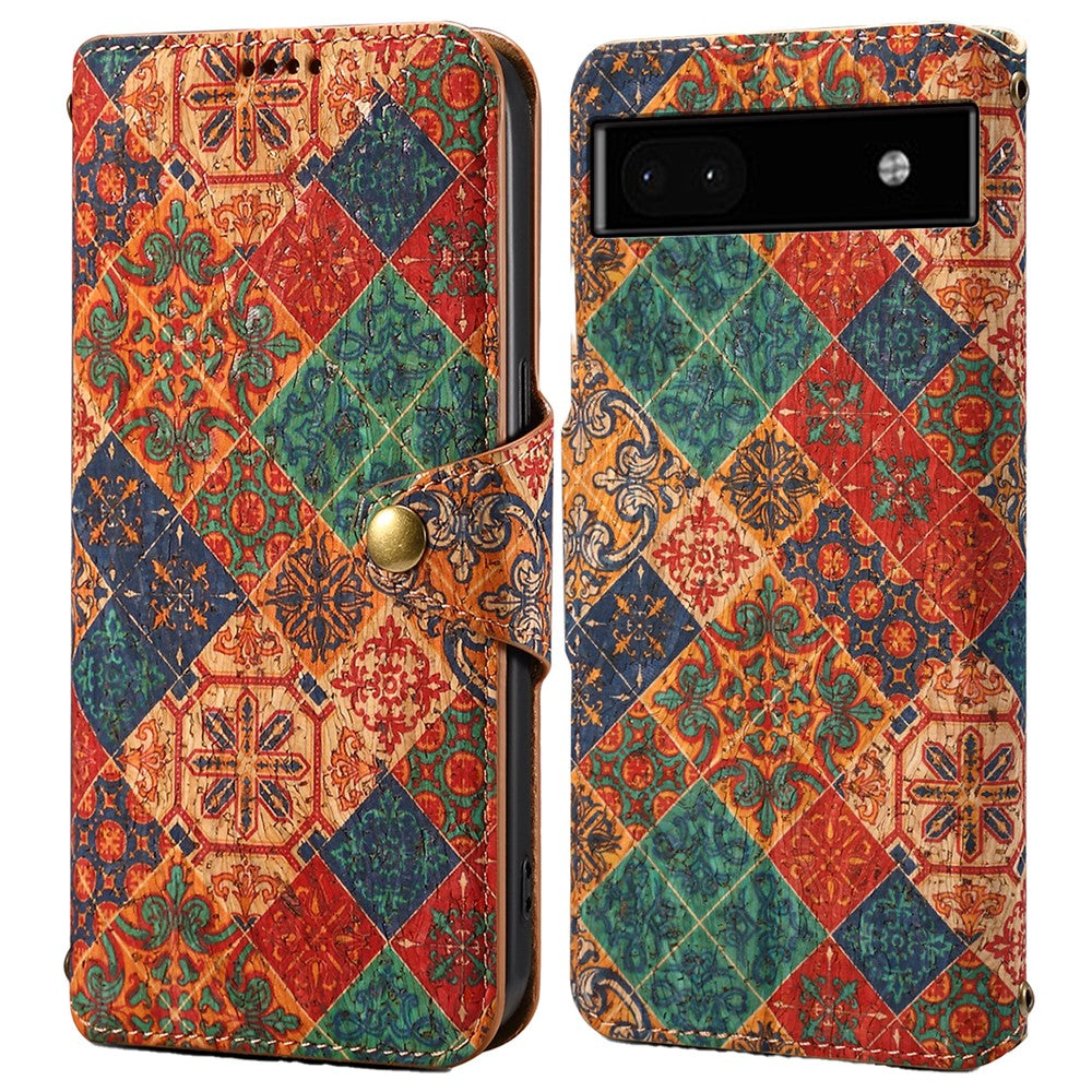 Pixel 6a Lederhülle – Mit Blumenmuster, Brieftasche & Ständer