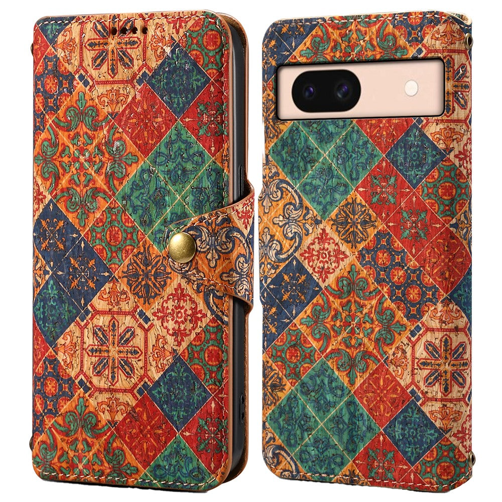 Pixel 8a Lederhülle – Mit Blumenmuster, Brieftasche & Ständer