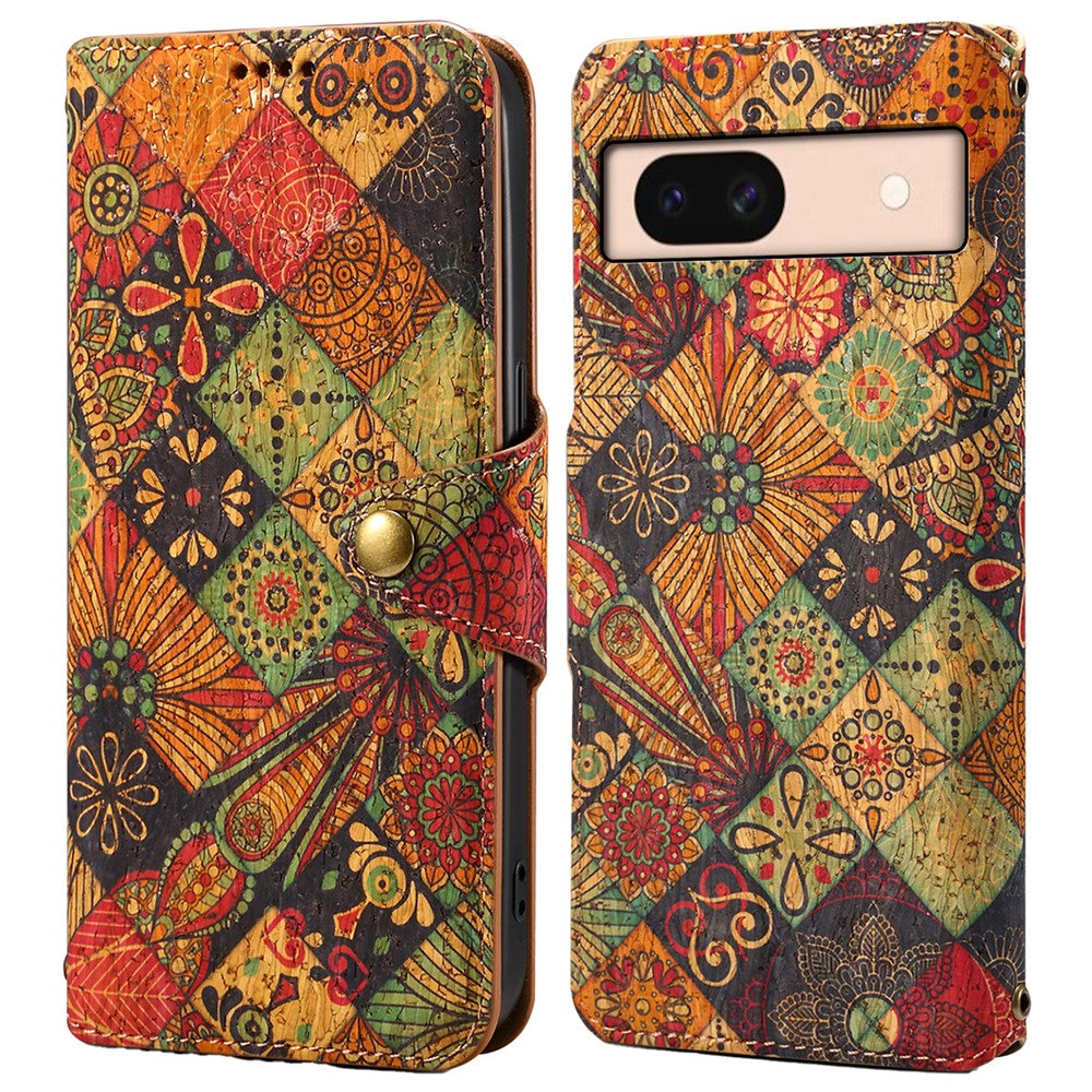 Pixel 8a Lederhülle – Mit Blumenmuster, Brieftasche & Ständer