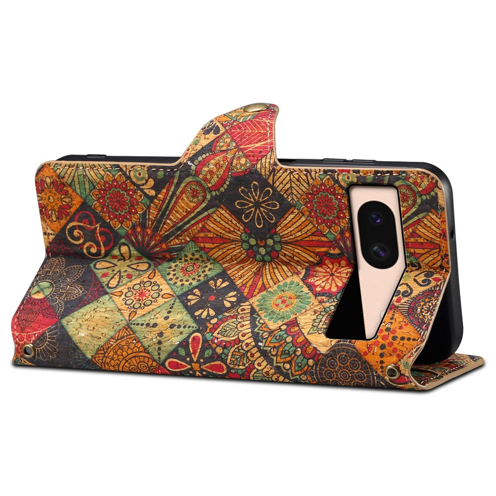 Pixel 8a Lederhülle – Mit Blumenmuster, Brieftasche & Ständer