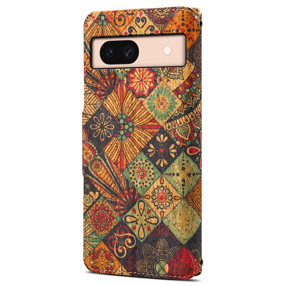 Pixel 8a Lederhülle – Mit Blumenmuster, Brieftasche & Ständer