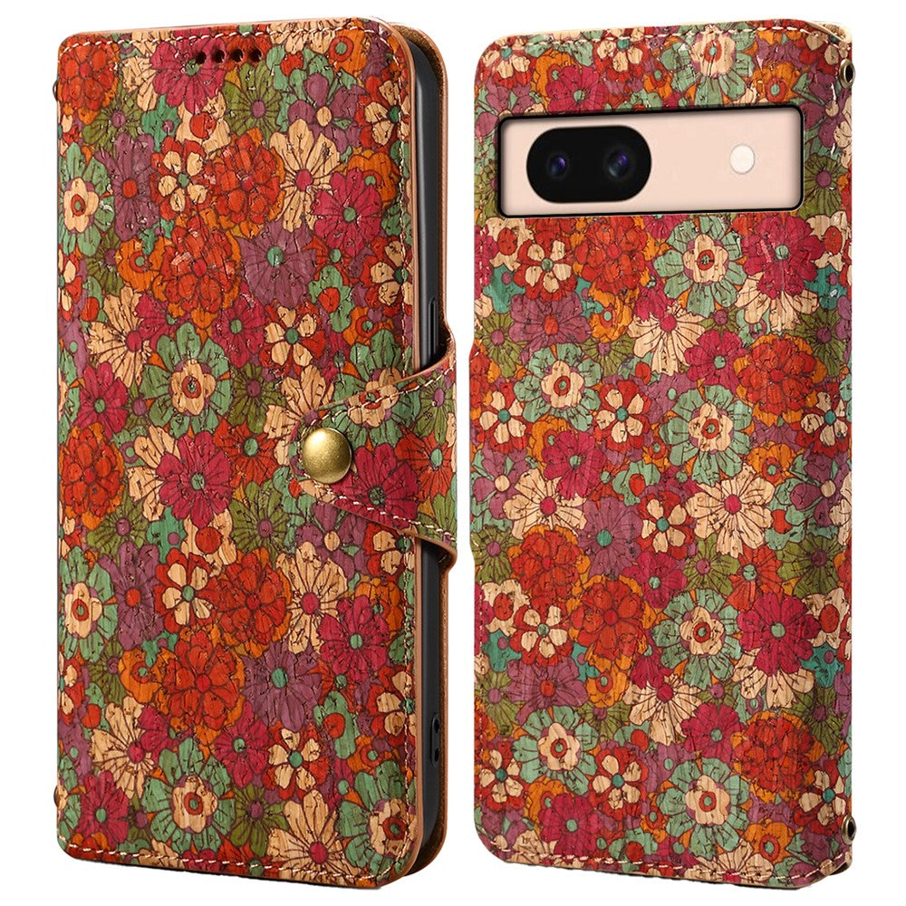 Pixel 8a Lederhülle – Mit Blumenmuster, Brieftasche & Ständer