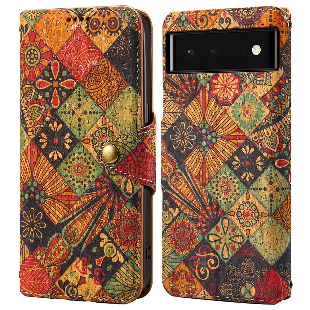 Pixel 6 Lederhülle – Mit Blumenmuster, Brieftasche & Ständer