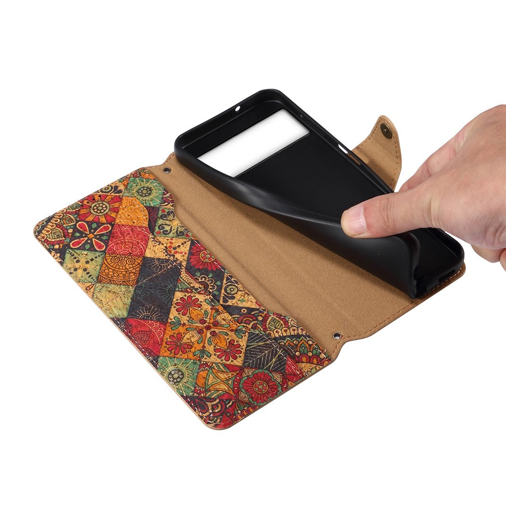 Pixel 6 Lederhülle – Mit Blumenmuster, Brieftasche & Ständer