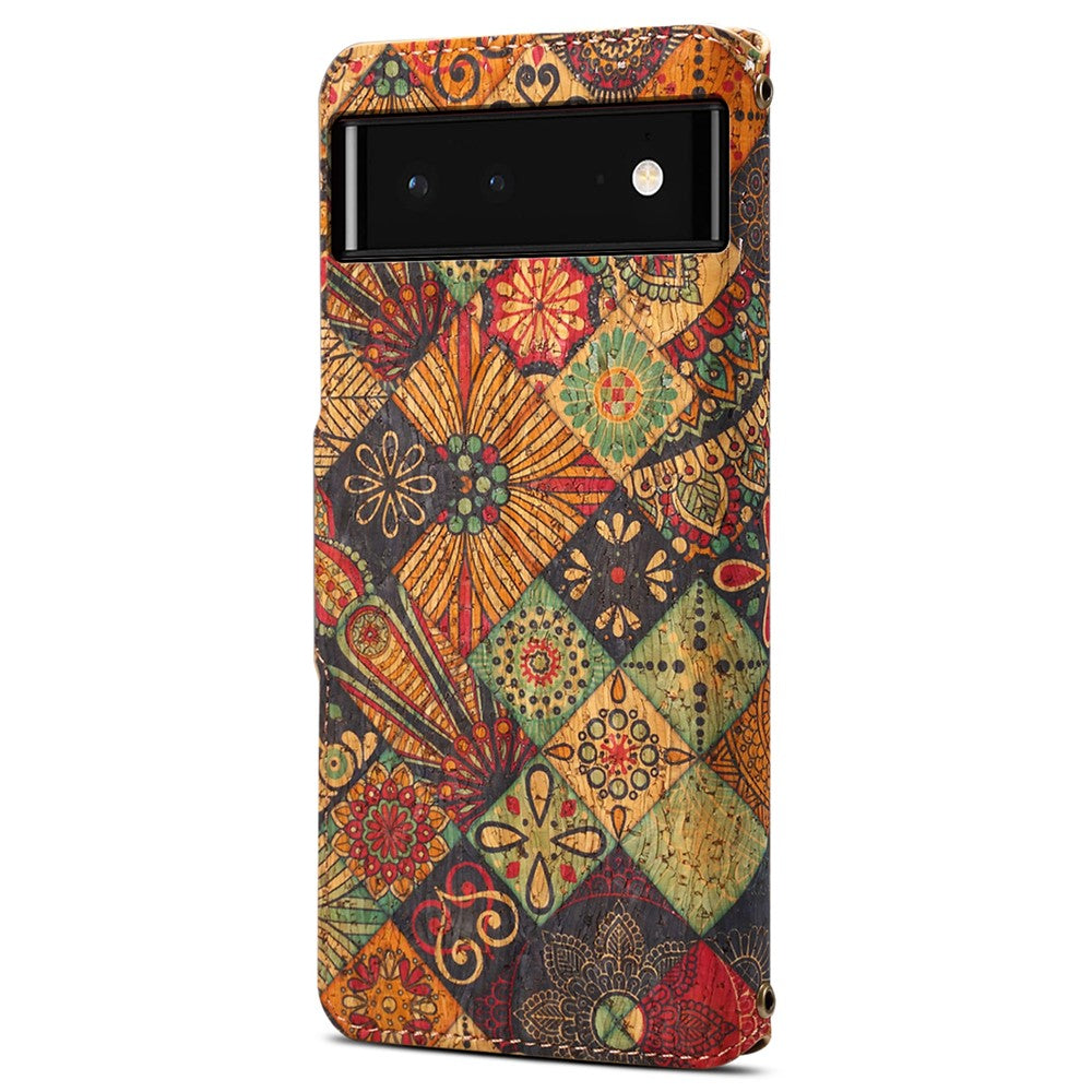 Pixel 6 Lederhülle – Mit Blumenmuster, Brieftasche & Ständer