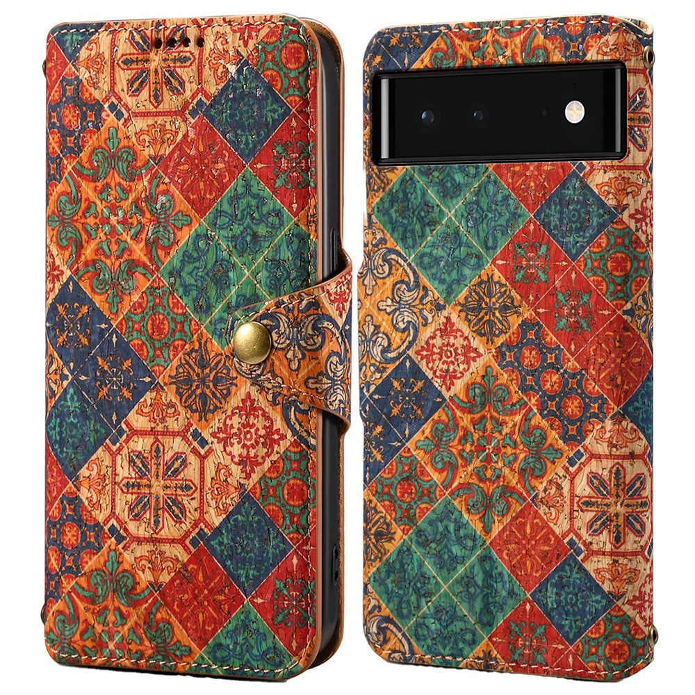 Pixel 6 Lederhülle – Mit Blumenmuster, Brieftasche & Ständer