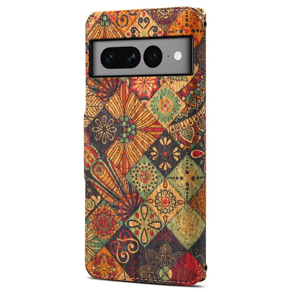 Pixel 7 Pro 5G Lederhülle – Mit Blumenmuster, Brieftasche & Ständer