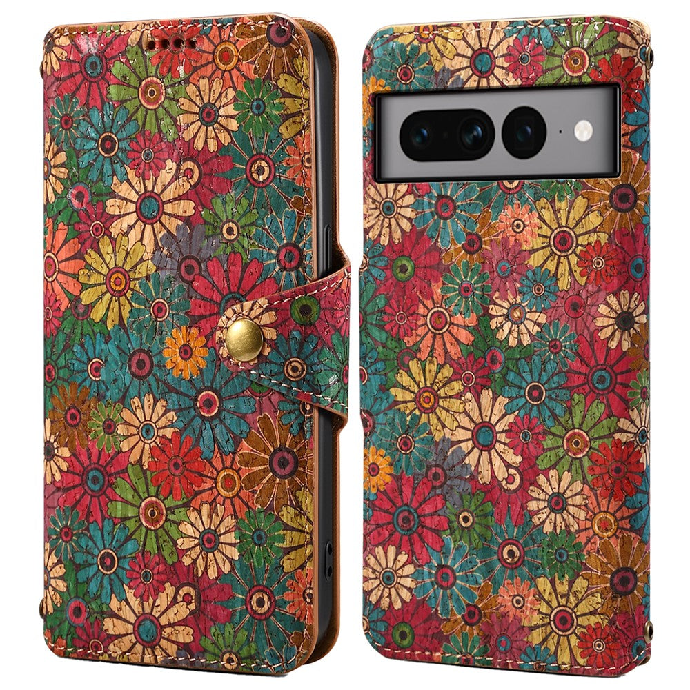 Pixel 7 Pro 5G Lederhülle – Mit Blumenmuster, Brieftasche & Ständer