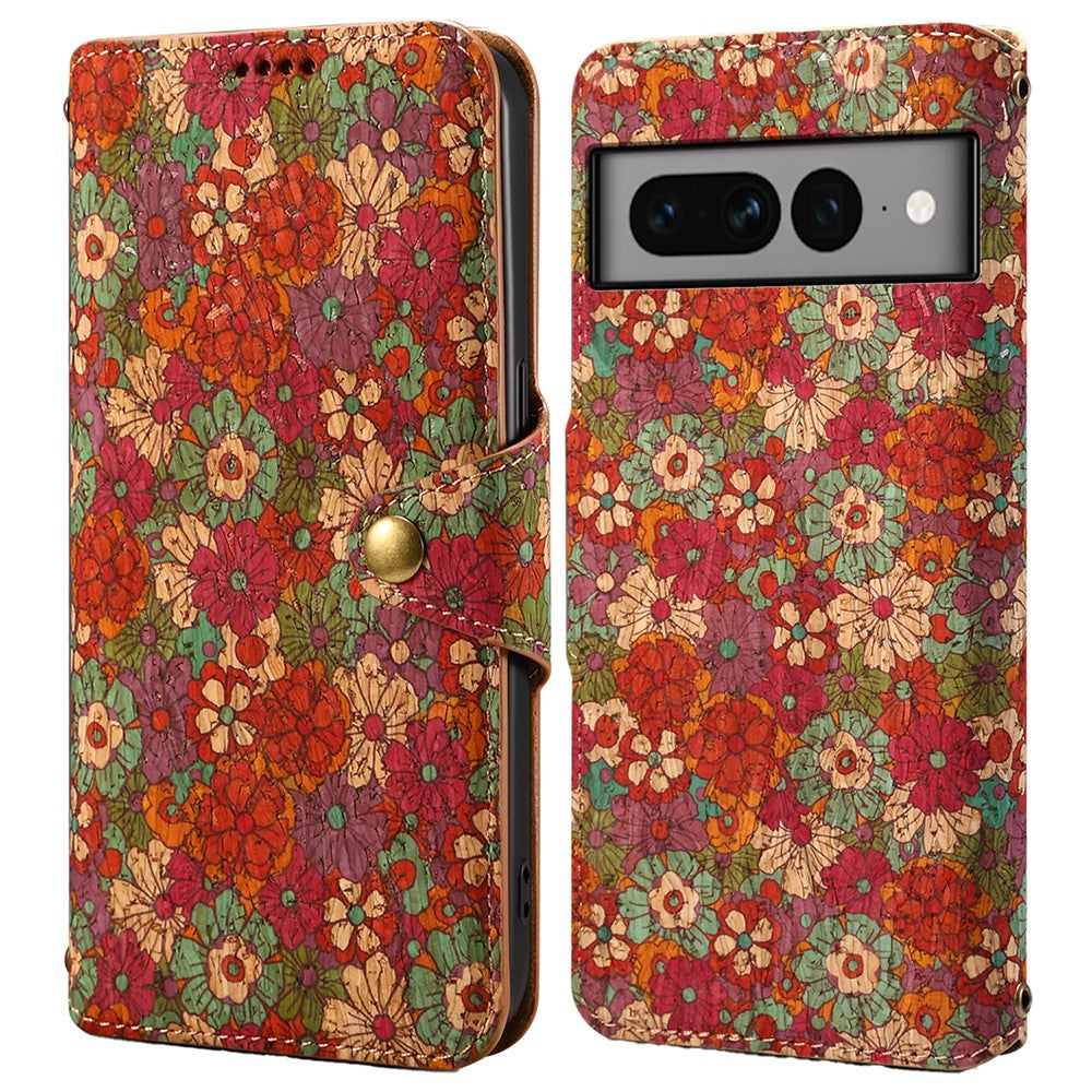 Pixel 7 Pro 5G Lederhülle – Mit Blumenmuster, Brieftasche & Ständer