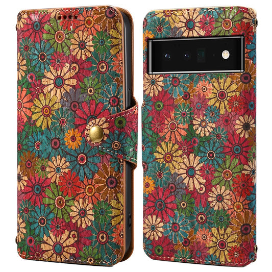 Pixel 6 Pro 5G Lederhülle – Mit Blumenmuster, Brieftasche & Ständer