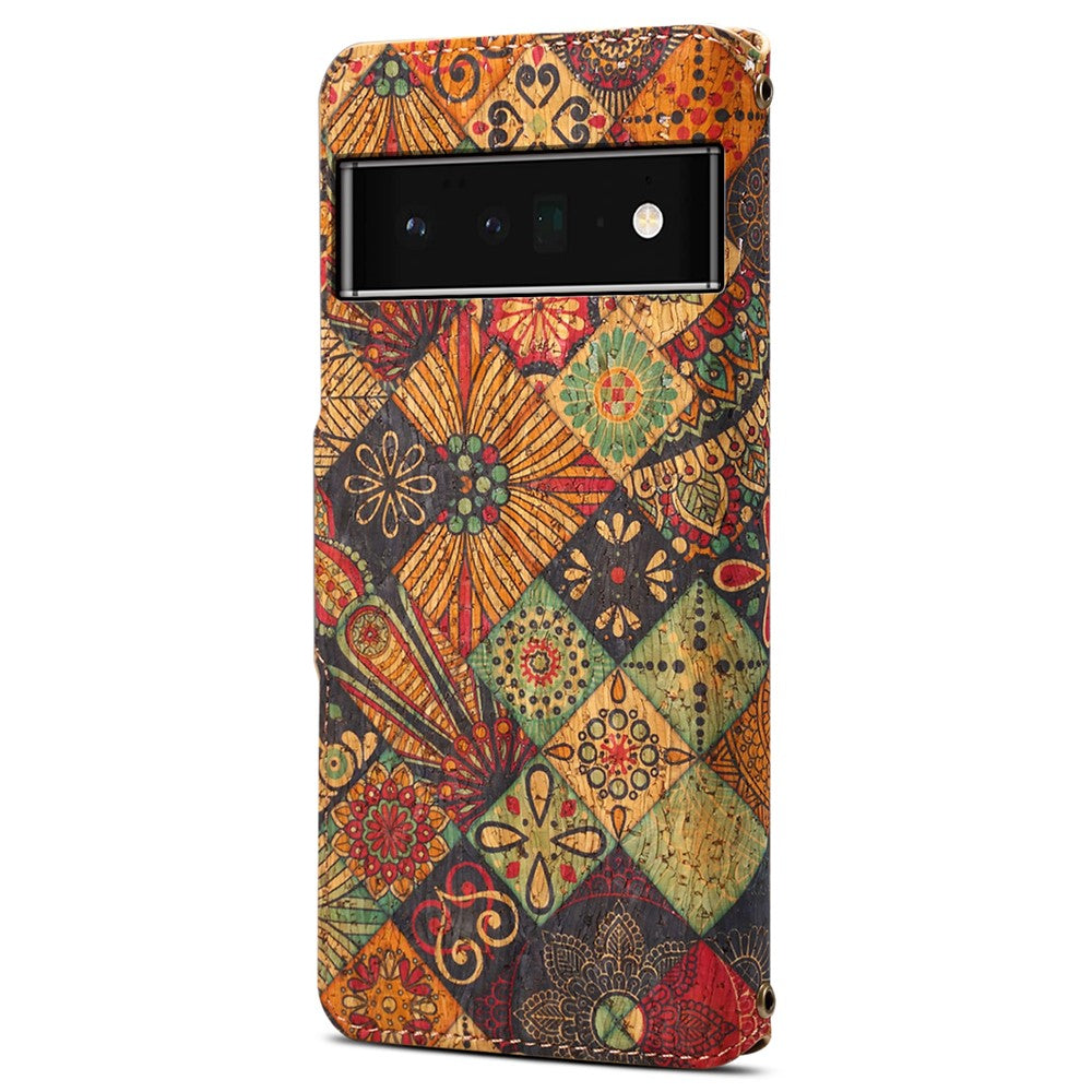Pixel 6 Pro 5G Lederhülle – Mit Blumenmuster, Brieftasche & Ständer