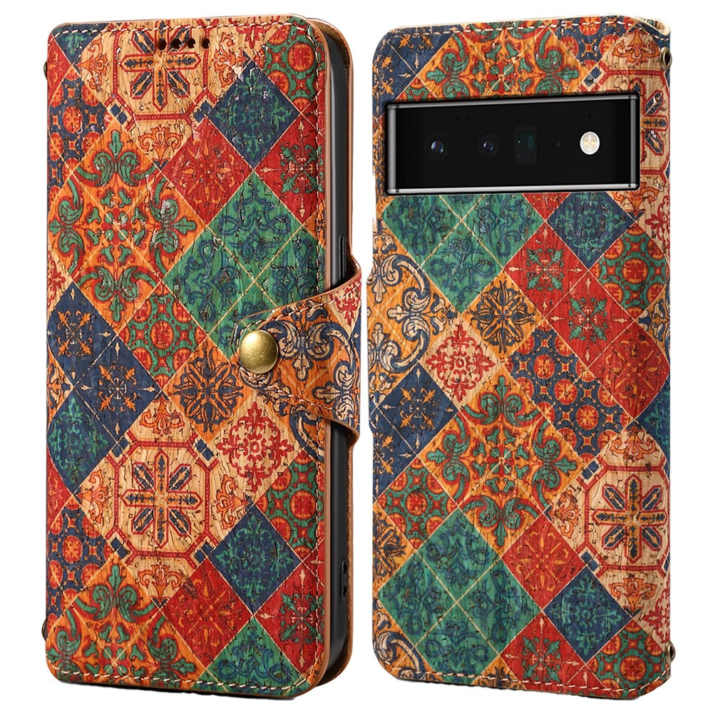 Pixel 6 Pro 5G Lederhülle – Mit Blumenmuster, Brieftasche & Ständer