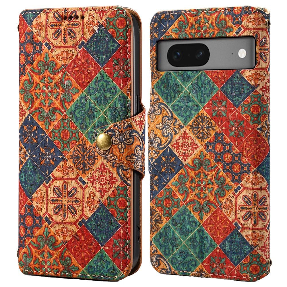 Pixel 7 5G Lederhülle – Mit Blumenmuster, Brieftasche & Ständer