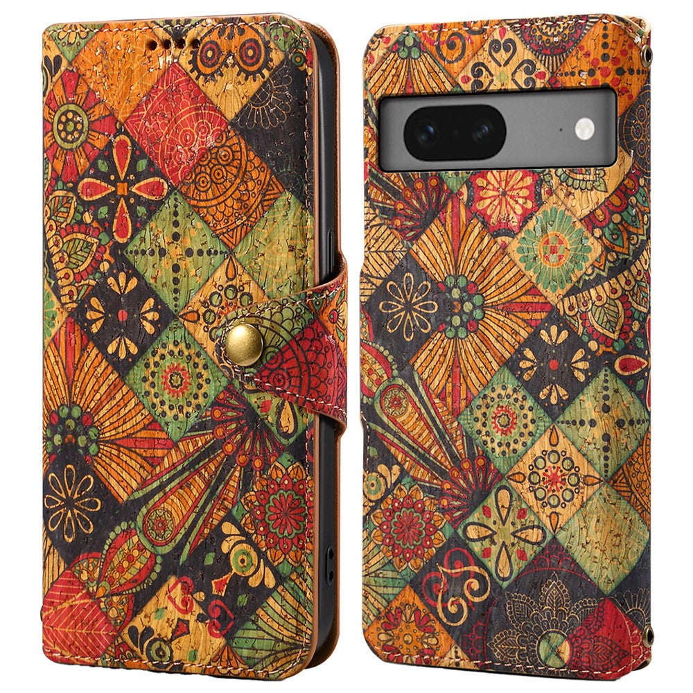 Pixel 7 5G Lederhülle – Mit Blumenmuster, Brieftasche & Ständer