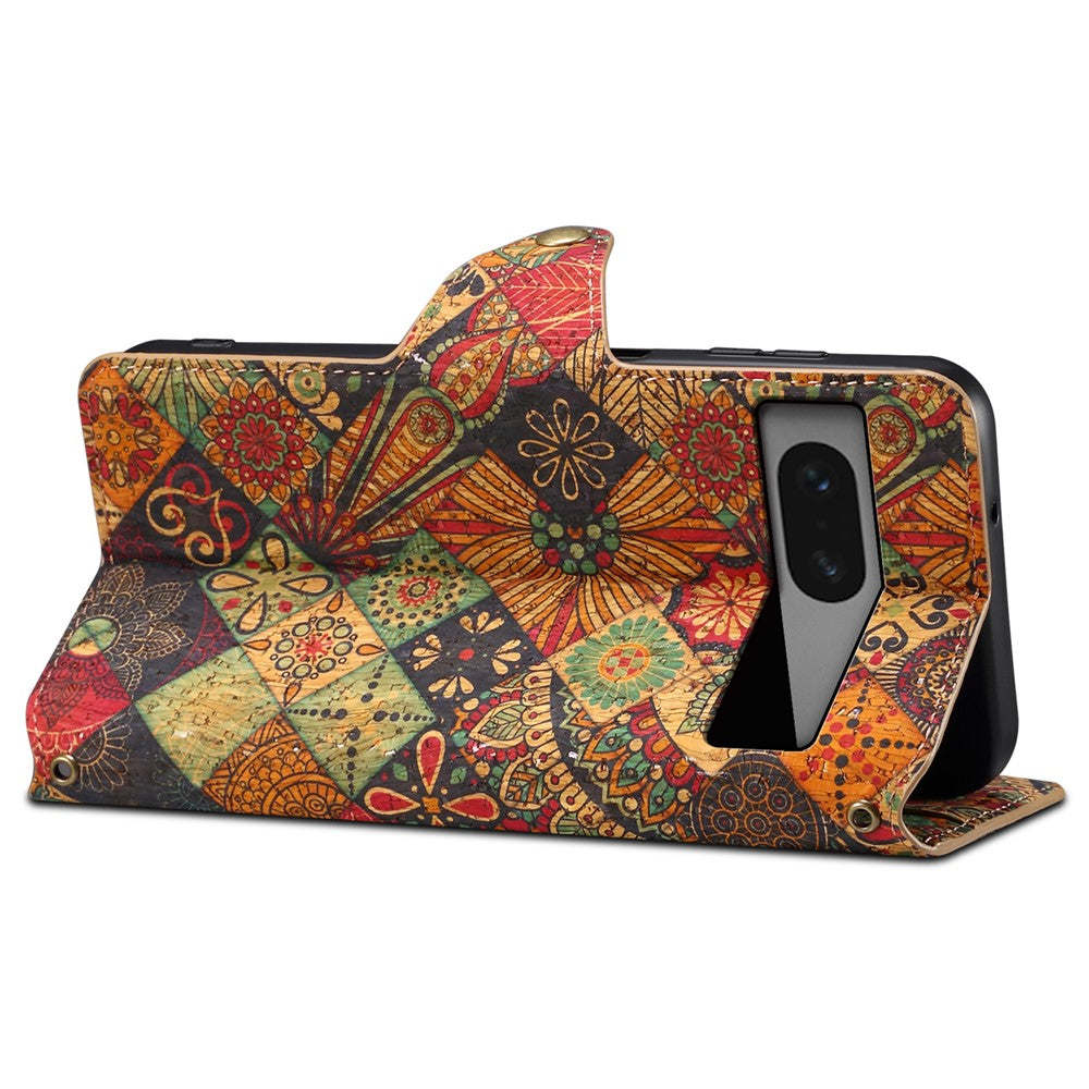 Pixel 7 5G Lederhülle – Mit Blumenmuster, Brieftasche & Ständer