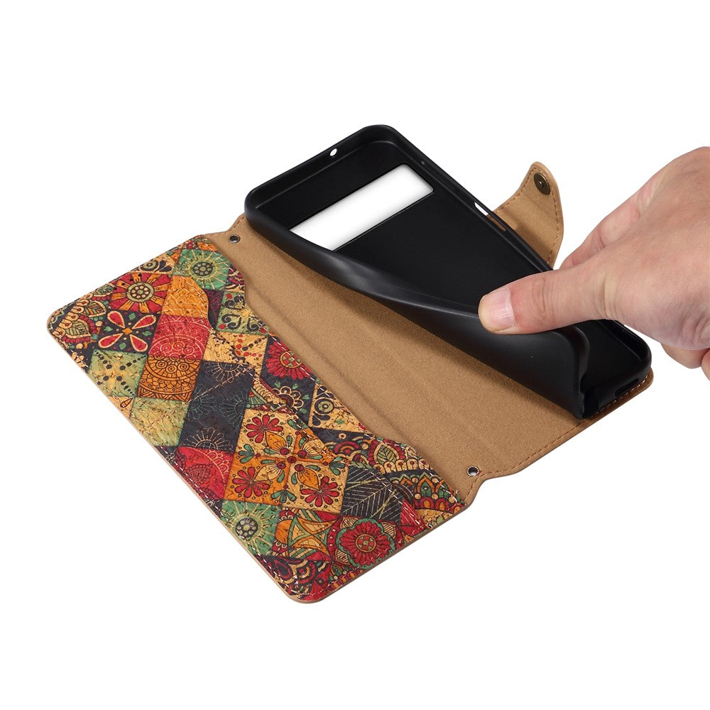 Pixel 7 5G Lederhülle – Mit Blumenmuster, Brieftasche & Ständer