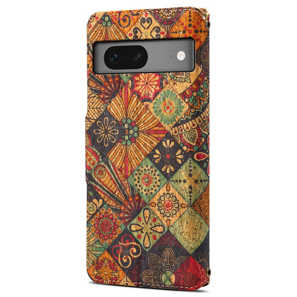 Pixel 7 5G Lederhülle – Mit Blumenmuster, Brieftasche & Ständer