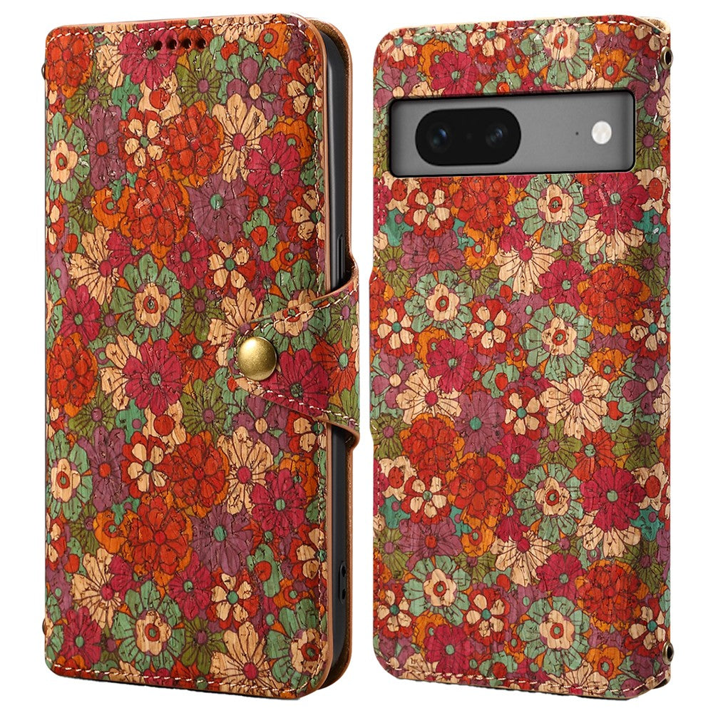 Pixel 7 5G Lederhülle – Mit Blumenmuster, Brieftasche & Ständer
