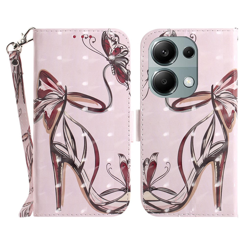 For Xiaomi Redmi Note 13 Pro 4G / Poco M6 Pro 4G Case Wallet Pattern Printed Leather Cover with Strap