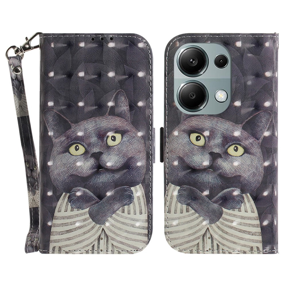 For Xiaomi Redmi Note 13 Pro 4G / Poco M6 Pro 4G Case Wallet Pattern Printed Leather Cover with Strap