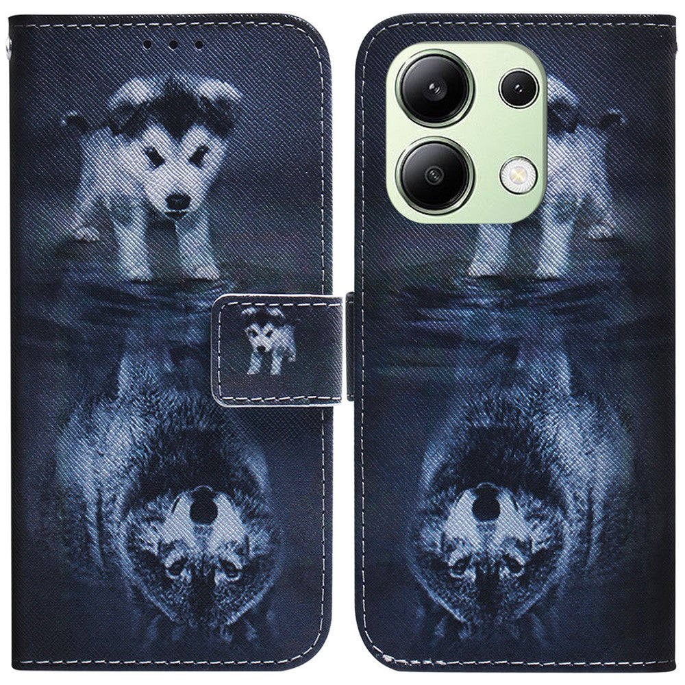 For Xiaomi Redmi Note 13 4G Leather Case Stand Wallet Phone Cover Pattern Printing
