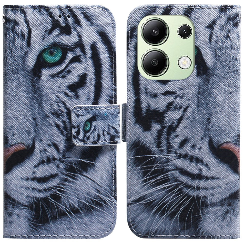 For Xiaomi Redmi Note 13 4G Leather Case Stand Wallet Phone Cover Pattern Printing