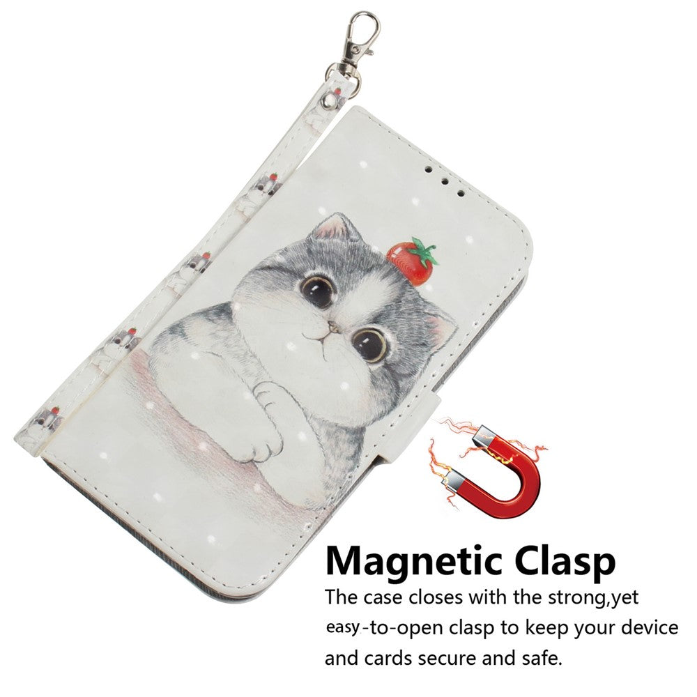 For Xiaomi Redmi Note 13 4G Case with Hand Strap Pattern Printing Leather Phone Cover