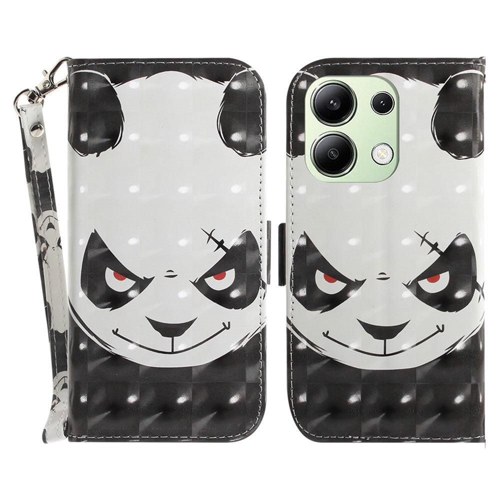 For Xiaomi Redmi Note 13 4G Case with Hand Strap Pattern Printing Leather Phone Cover