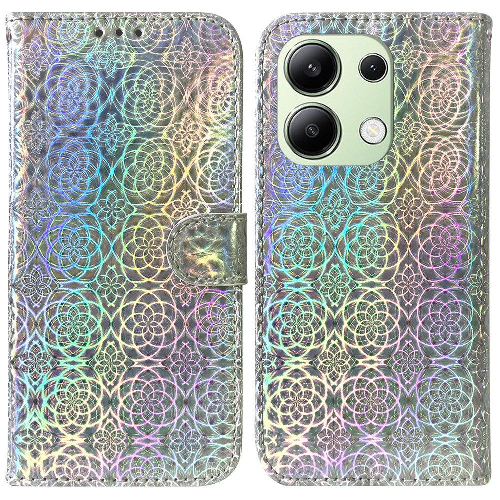 For Xiaomi Redmi Note 13 4G Wallet Case PU Leather Dazzling Flower Phone Cover