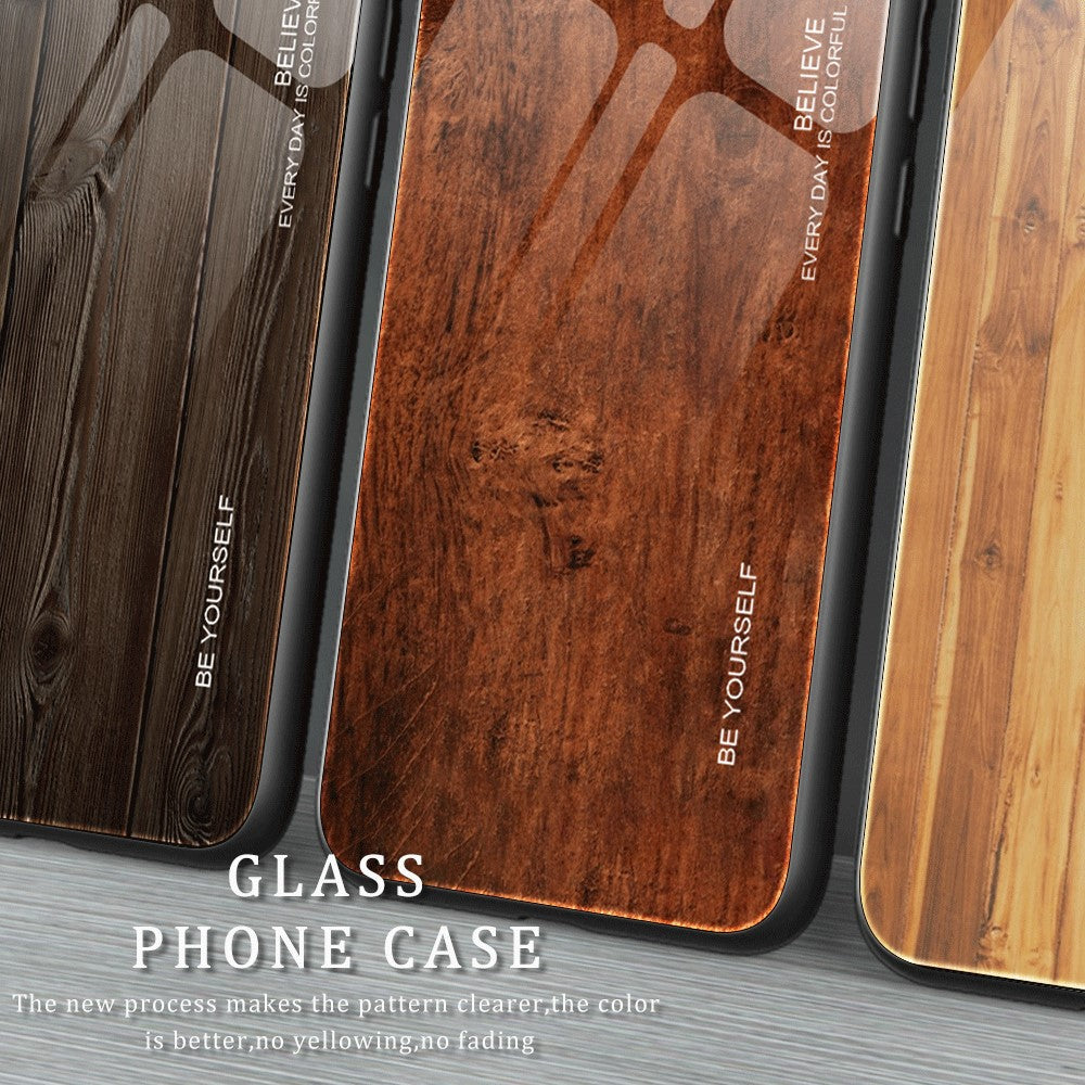 For Xiaomi Redmi Note 13 Pro+ 5G Case Tempered Glass+TPU Phone Cover with Wood Texture