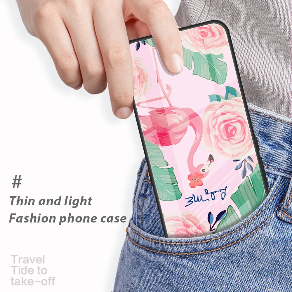For Xiaomi Redmi Note 13 4G Case Pattern Printing Tempered Glass+PC+TPU Phone Cover