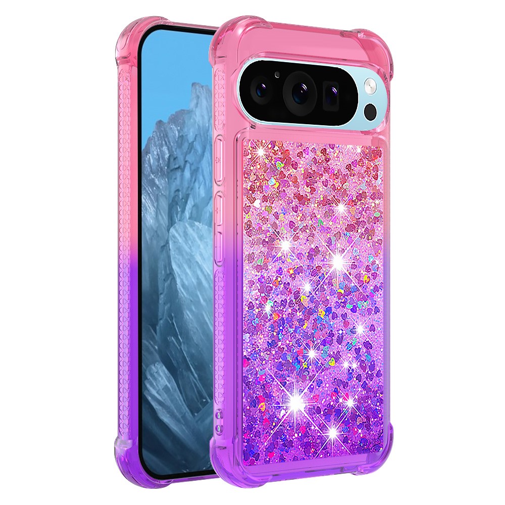Pixel 9 / 9 Pro Glitter-Hülle – Farbverlauf mit funkelndem Puder