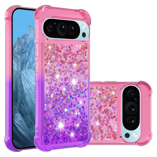 Pixel 9 / 9 Pro Glitter-Hülle – Farbverlauf mit funkelndem Puder