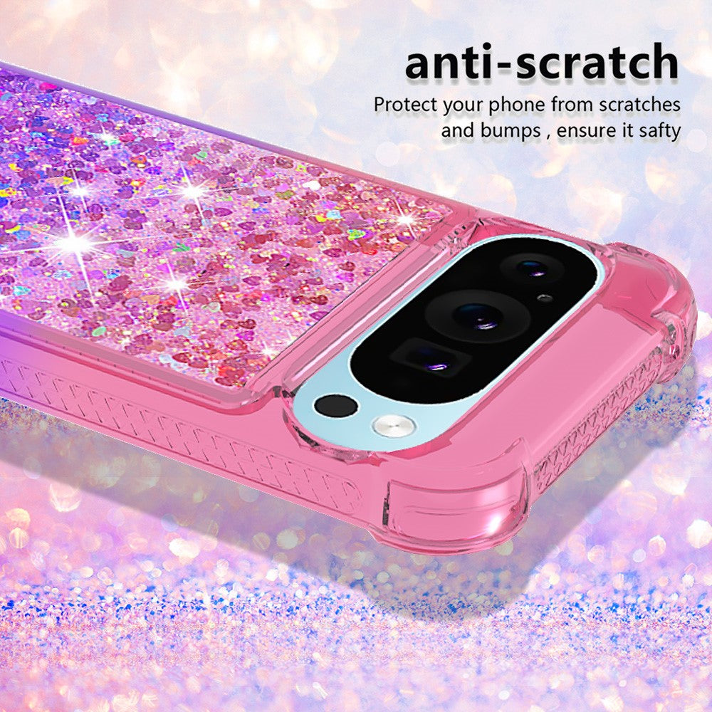 Pixel 9 / 9 Pro Glitter-Hülle – Farbverlauf mit funkelndem Puder