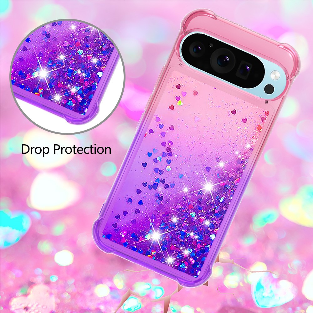 Pixel 9 / 9 Pro Glitter-Hülle – Farbverlauf mit funkelndem Puder