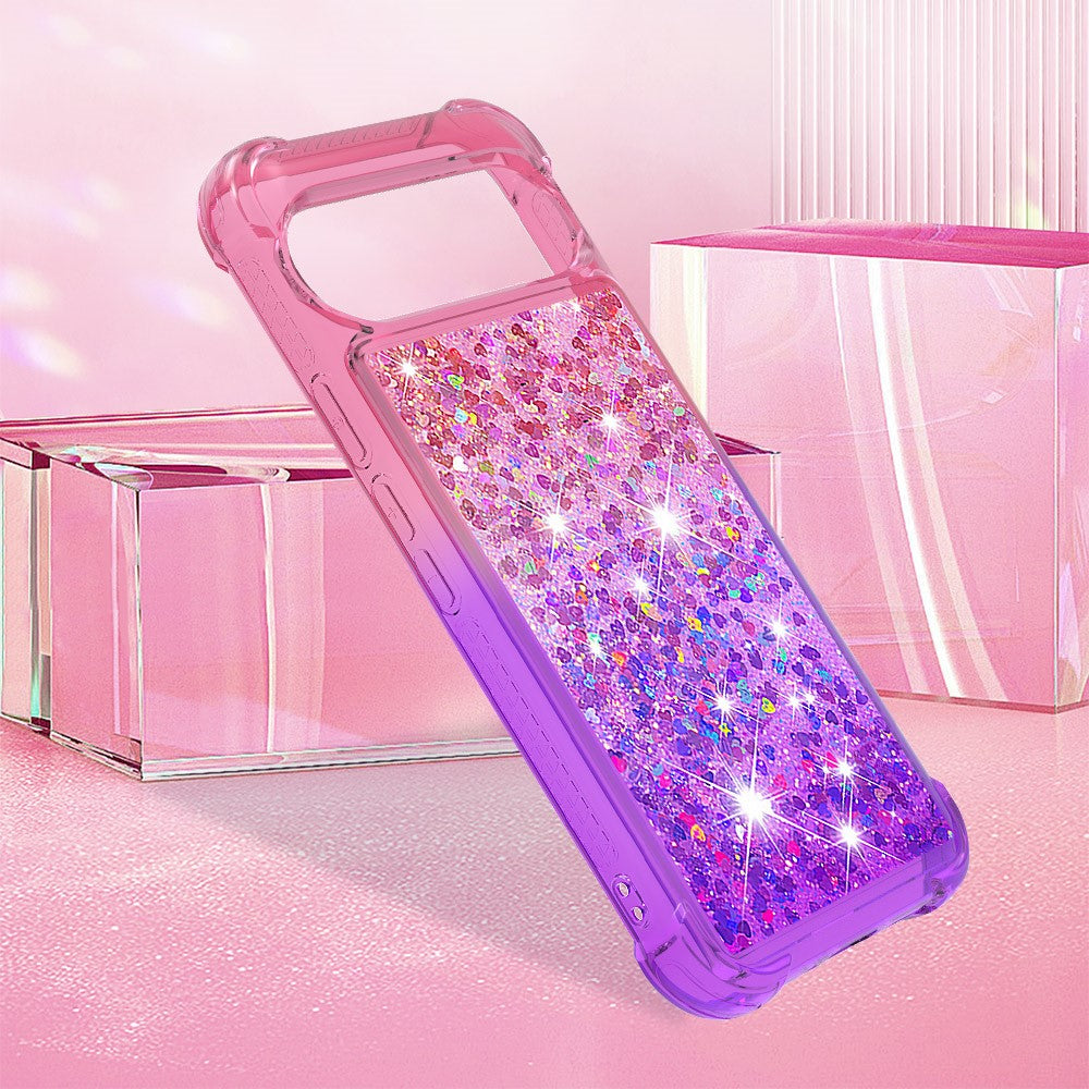 Pixel 9 / 9 Pro Glitter-Hülle – Farbverlauf mit funkelndem Puder