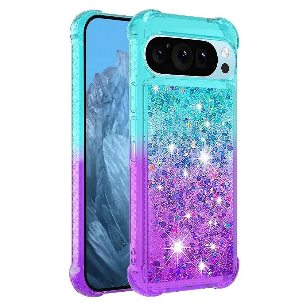 Pixel 9 / 9 Pro Glitter-Hülle – Farbverlauf mit funkelndem Puder