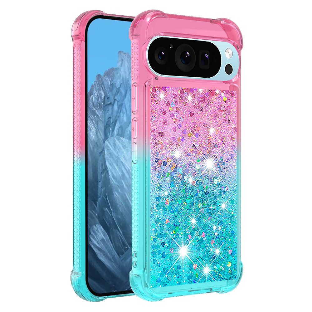 Pixel 9 / 9 Pro Glitter-Hülle – Farbverlauf mit funkelndem Puder
