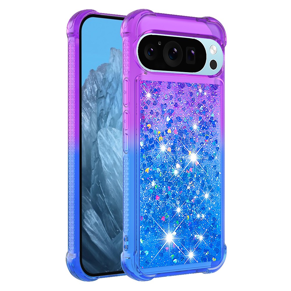 Pixel 9 / 9 Pro Glitter-Hülle – Farbverlauf mit funkelndem Puder