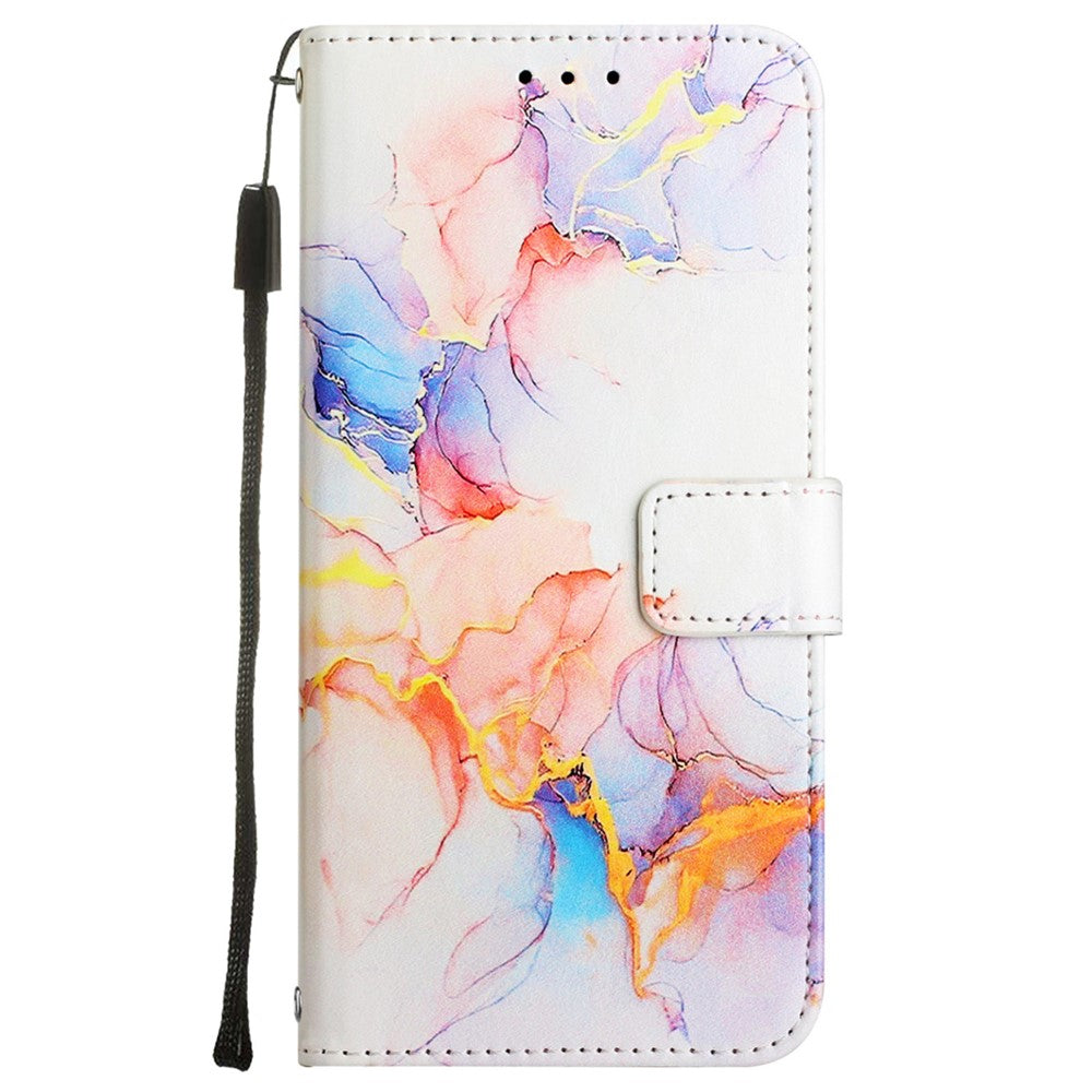 For Xiaomi Redmi Note 13 Pro 5G / Poco X6 5G Leather Case with Shoulder Strap Marble Pattern Phone Stand Cover
