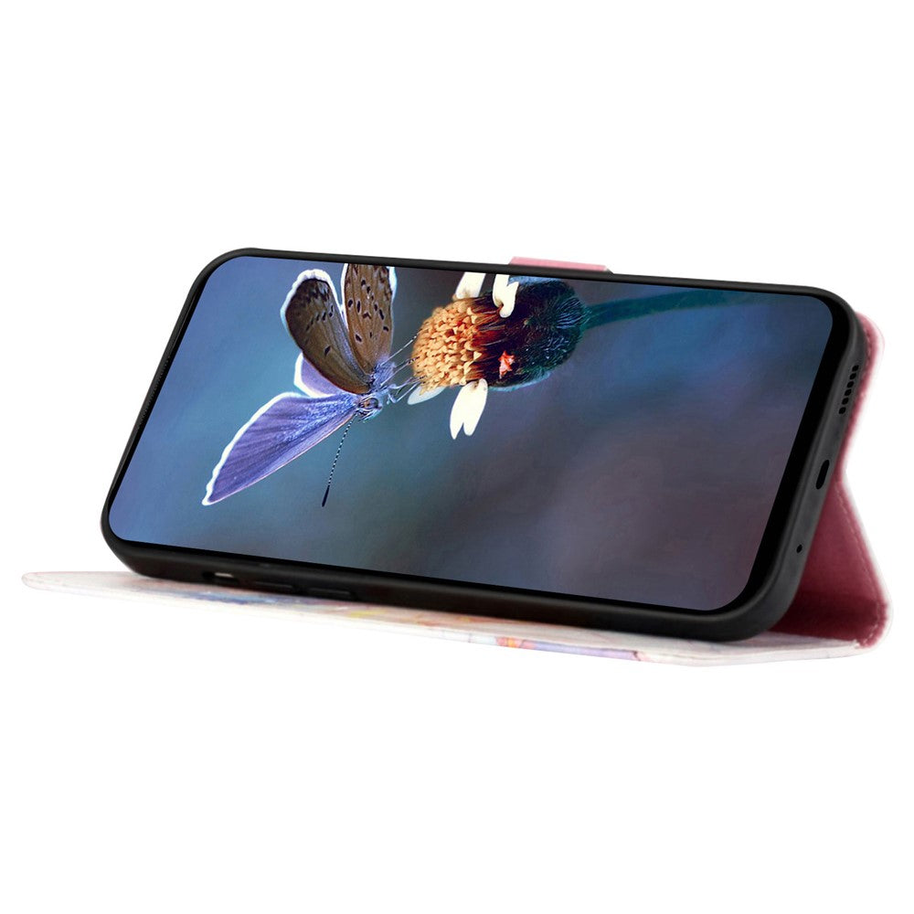 For Xiaomi Redmi Note 13 Pro 5G / Poco X6 5G Leather Case with Shoulder Strap Marble Pattern Phone Stand Cover