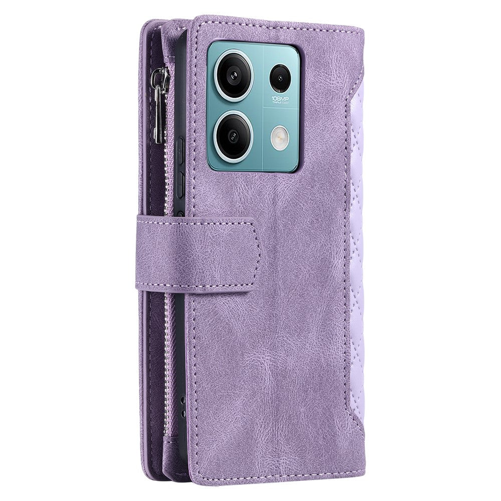 For Xiaomi Redmi Note 13 5G Zipper Pocket Phone Case PU Leather Wallet Phone Cover