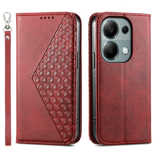 Xiaomi Redmi Note 13 Pro 4G Handyhülle – aus PU-Leder mit Rauten-Aufdruck, Brieftaschen