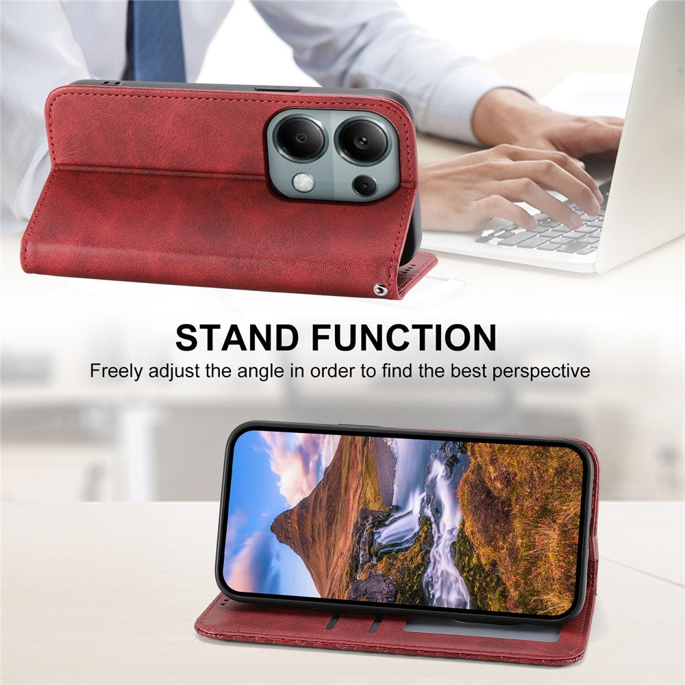For Xiaomi Redmi Note 13 Pro 4G Case PU Leather Rhombus Imprinted Pattern Wallet Phone Cover