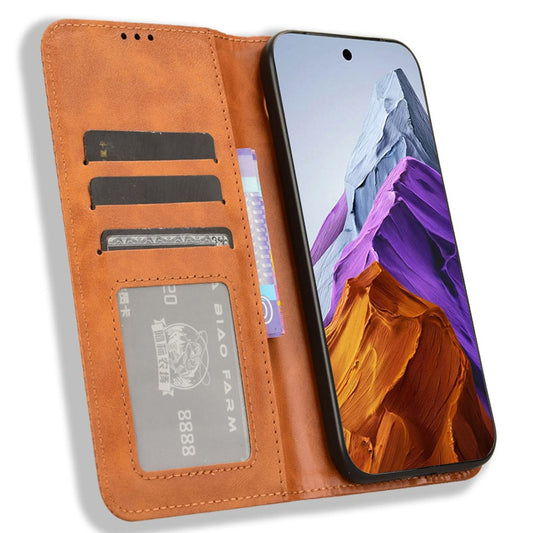 Pixel 9 Pro XL Lederhülle – Mit Brieftaschenfunktion, Ständer & Retro-Textur