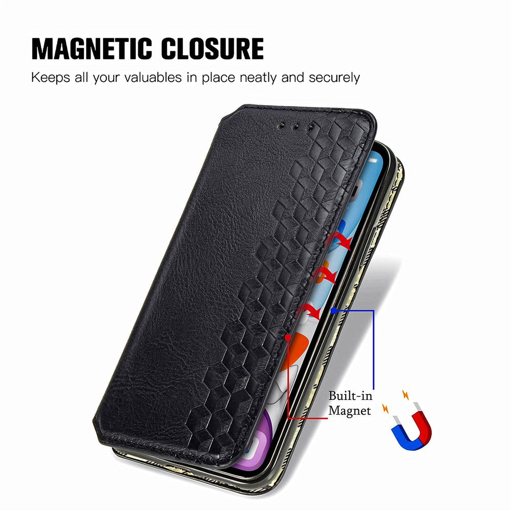 Honor Magic6 Pro 5G Wallet-Handyhülle – Aus PU-Leder, mit Rautenmuster, Brieftaschen- & Ständerfunktion