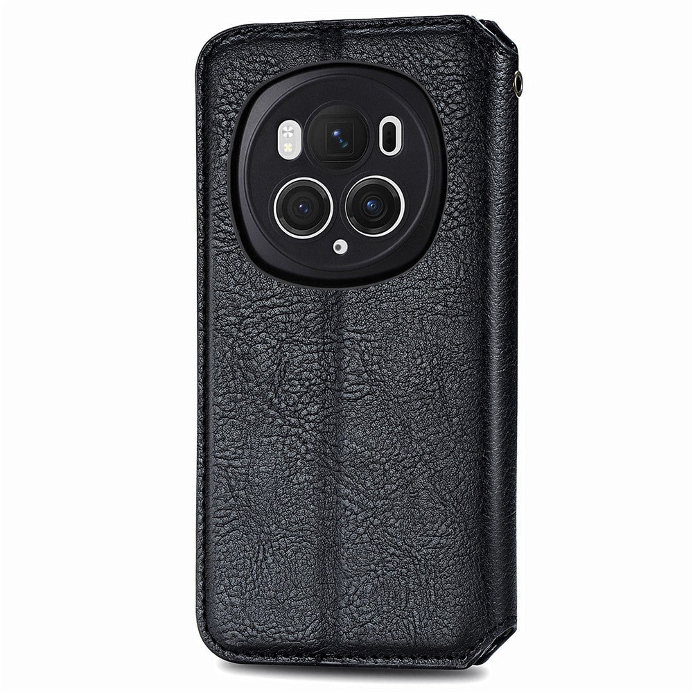 Honor Magic6 Pro 5G Wallet-Handyhülle – Aus PU-Leder, mit Rautenmuster, Brieftaschen- & Ständerfunktion