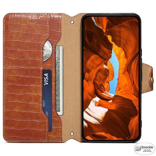 Galaxy A32/M32 5G Leder-Hülle – Krokodil-Muster – Mit Standfunktion