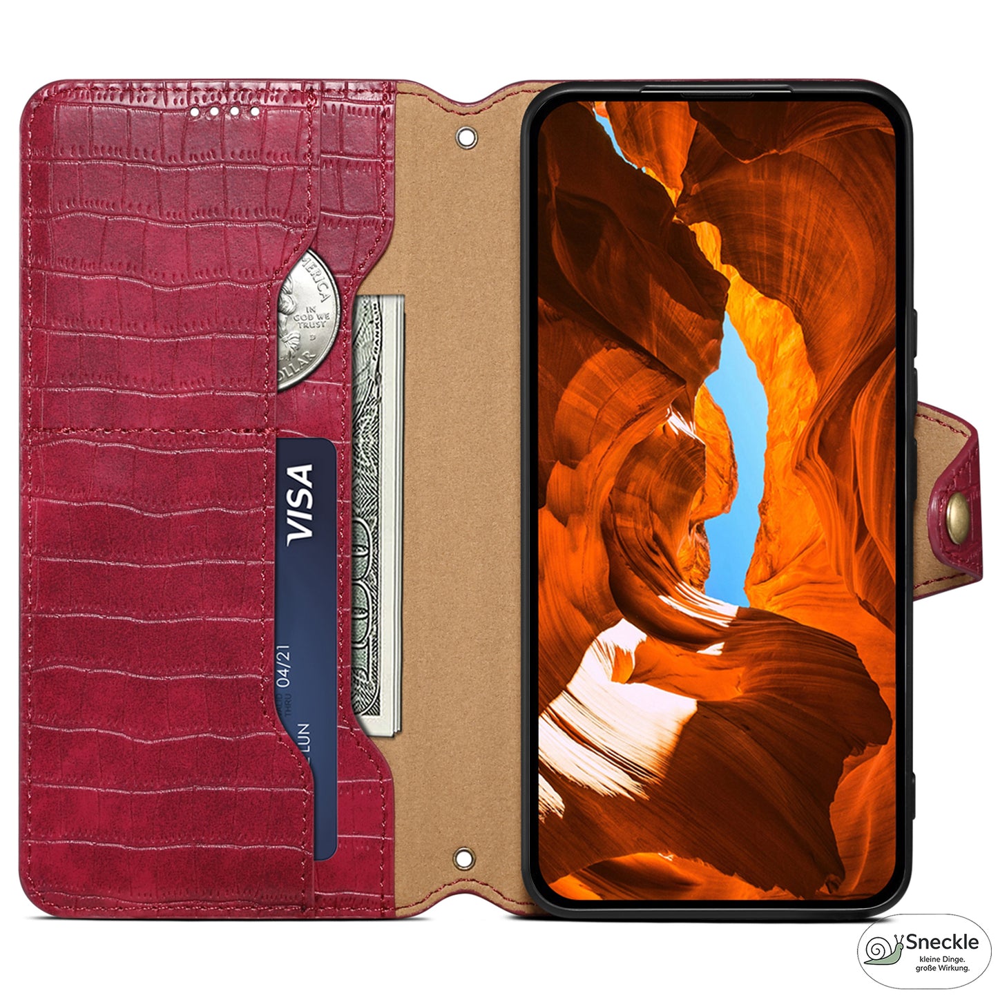 Galaxy A32/M32 5G Leder-Hülle – Krokodil-Muster – Mit Standfunktion